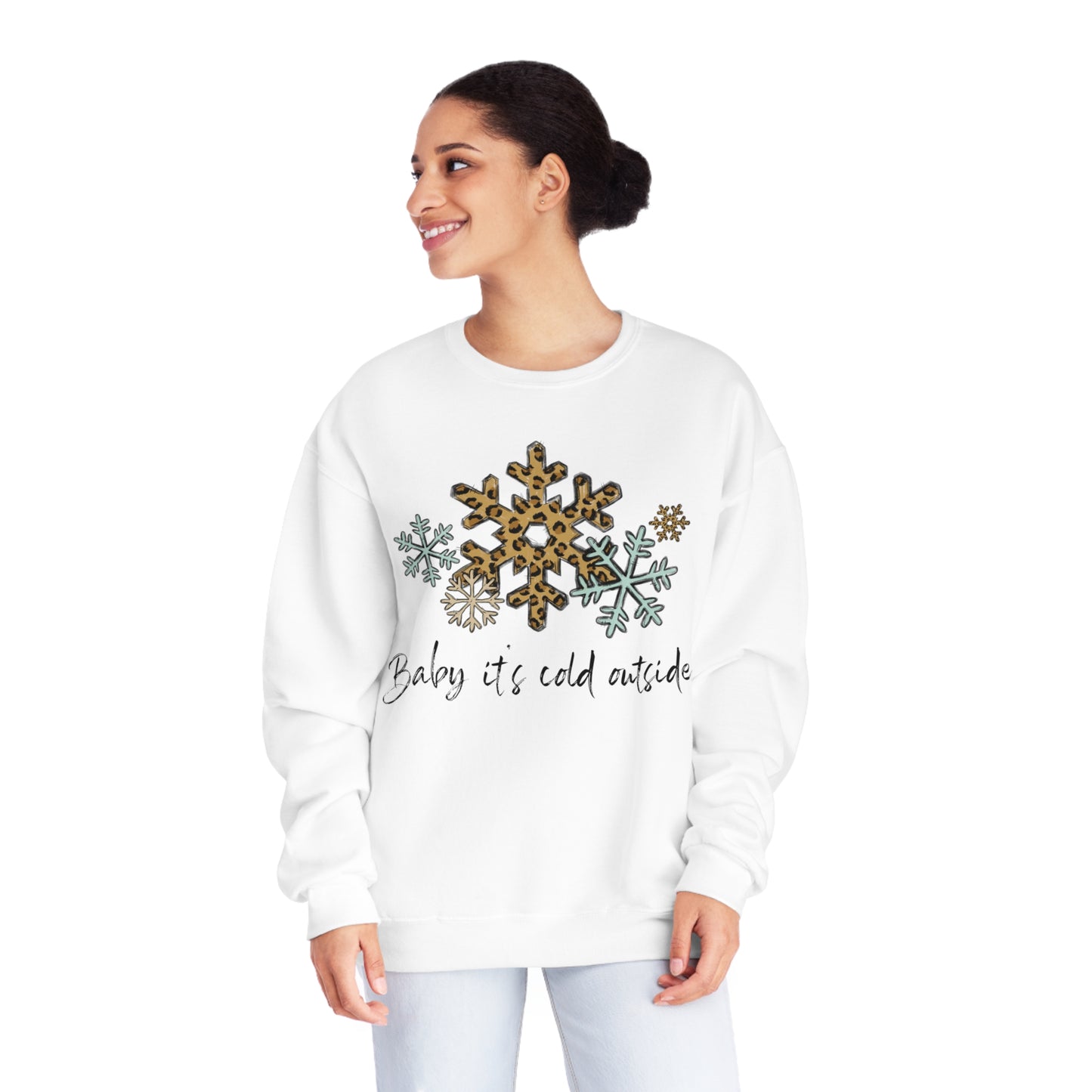 Baby Its Cold Outside (Brown Snowflake), Unisex Crewneck Sweatshirt