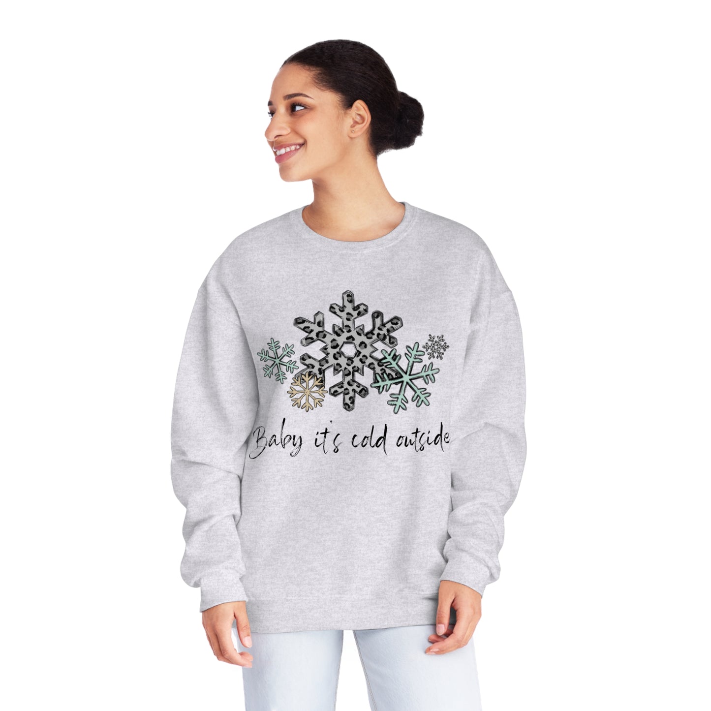 Baby It's Cold Outside (Gray Snowflake), Unisex Crewneck Sweatshirt