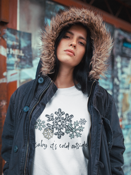 Baby It's Cold Outside (Gray Snowflake), Unisex Crewneck Sweatshirt