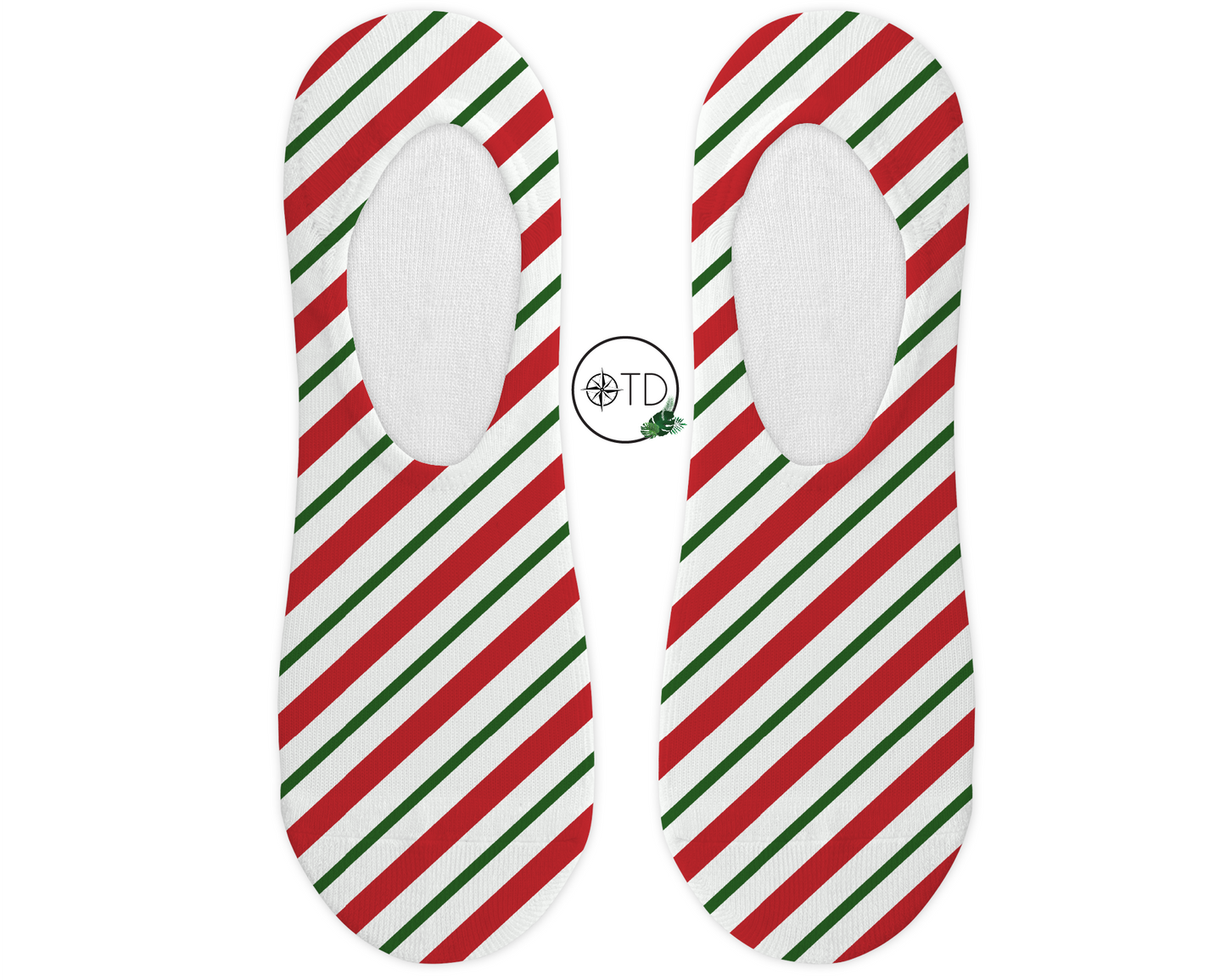 Candy Cane Stripe No Show Socks