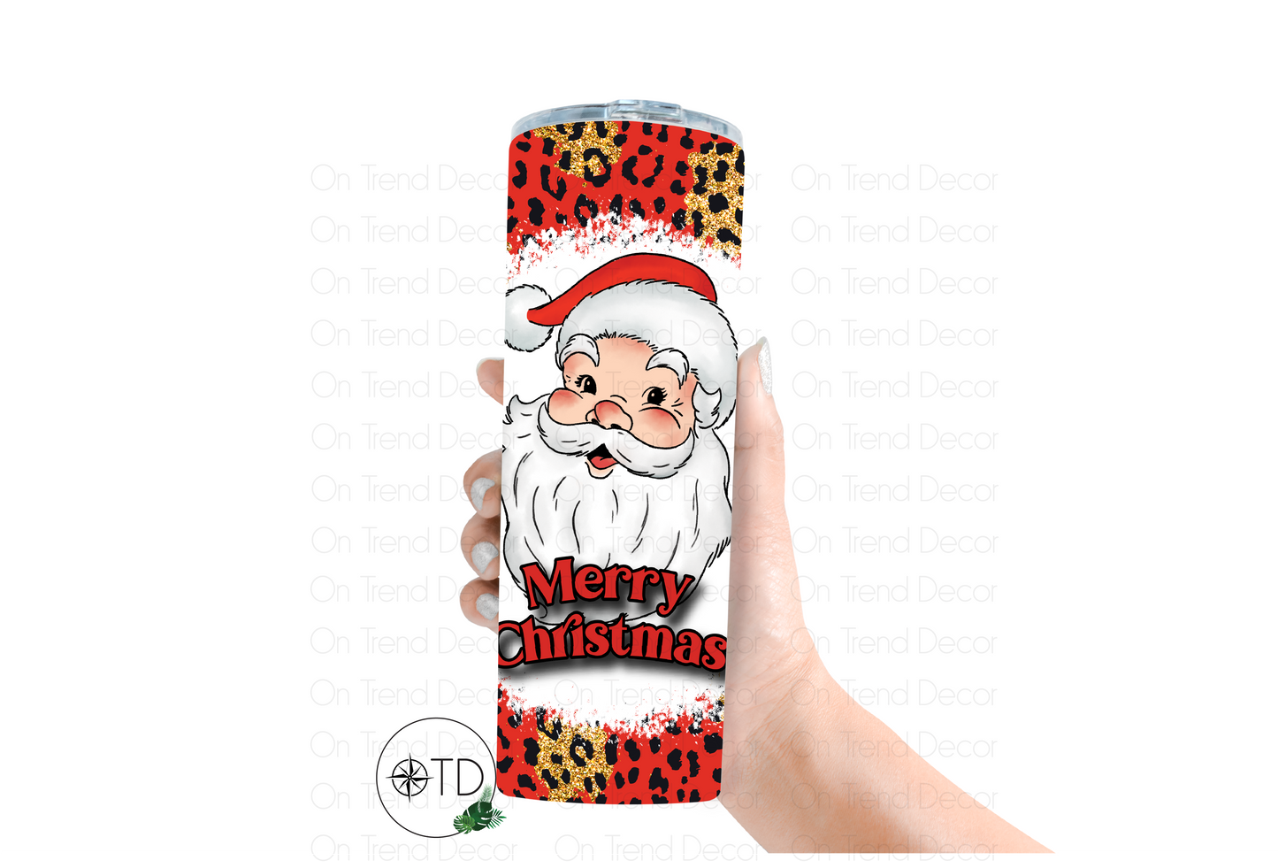 20oz Leopard Merry Christmas Santa Tumbler