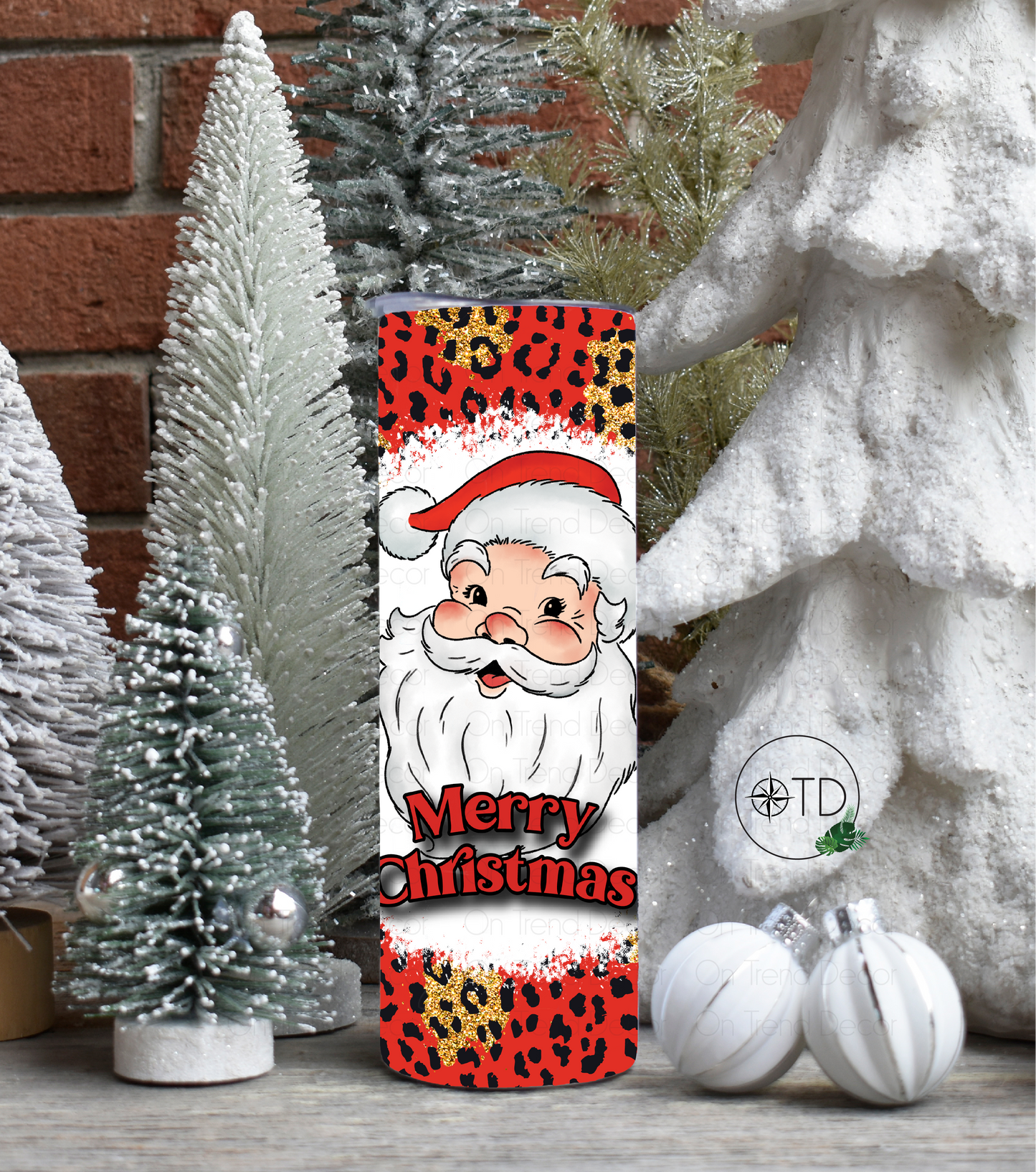 20oz Leopard Merry Christmas Santa Tumbler