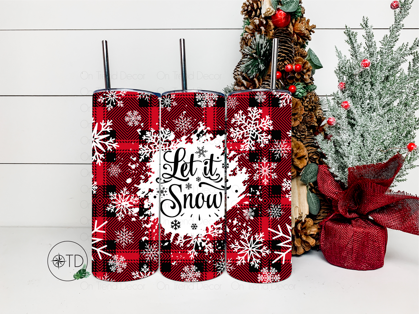 20oz Let It Snow Plaid Tumbler