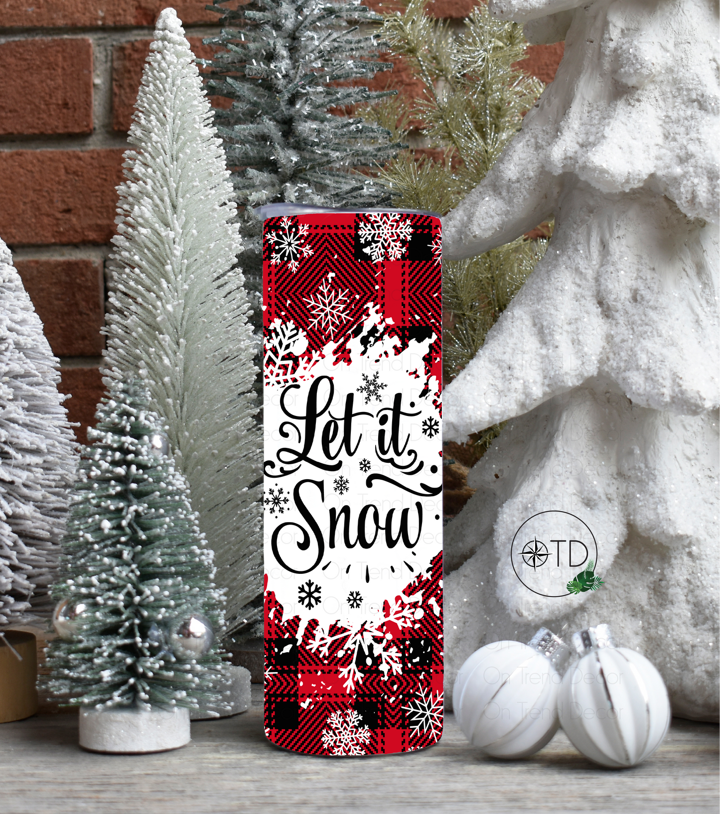 20oz Let It Snow Plaid Tumbler